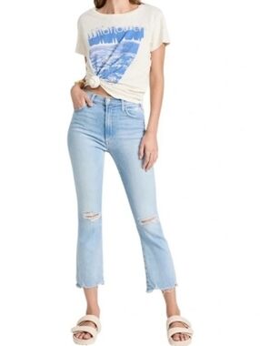 Mother The Hustler Ankle Chew Petal Pucker Jeans Light Wash Blue Denim Size 29